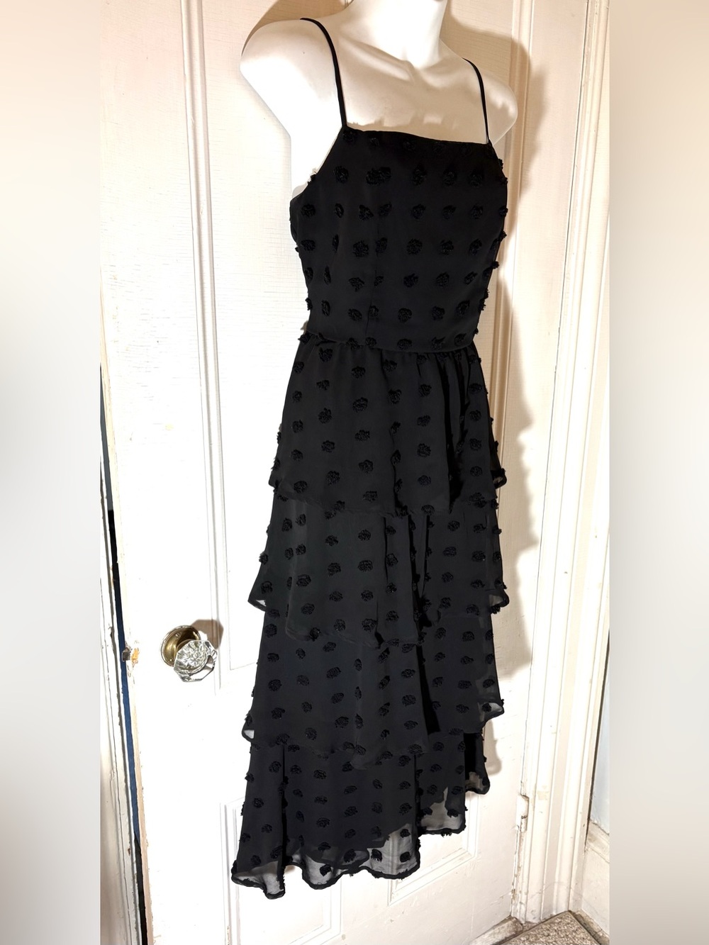 Wednesday Addams party dress! Polkadot chiffon ruffle dress medium